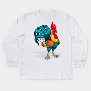 Male's Rooster Kids Long Sleeve T-Shirt